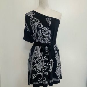 Cristina Love Black & White Off-Shoulder Mini Dress